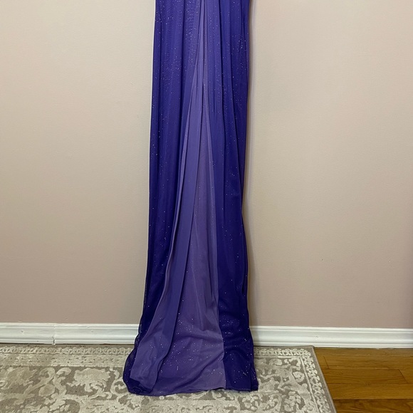 Purple Sparkle Backless Gown with Beaded Neck - Picture 3 of 7